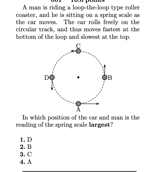 Solved A man is riding a loop-the-loop type roller coaster, | Chegg.com