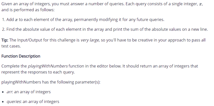 Solved Given An Array Of Integers You Must Answer A Number Chegg