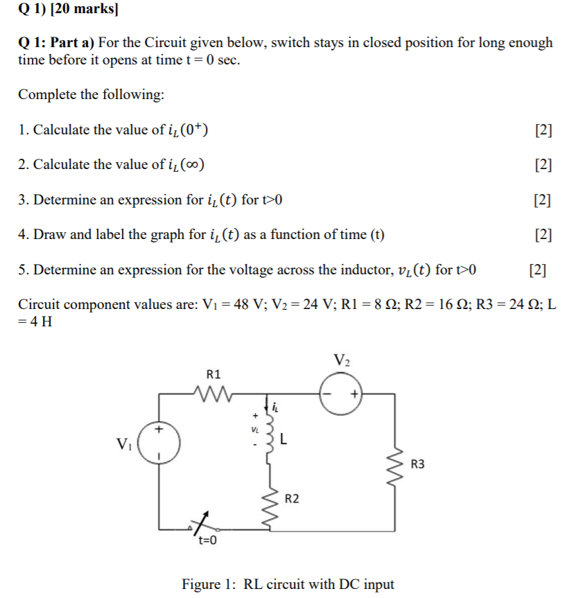Solved Q 1) (20 marks] Q 1: Part a) For the Circuit given | Chegg.com