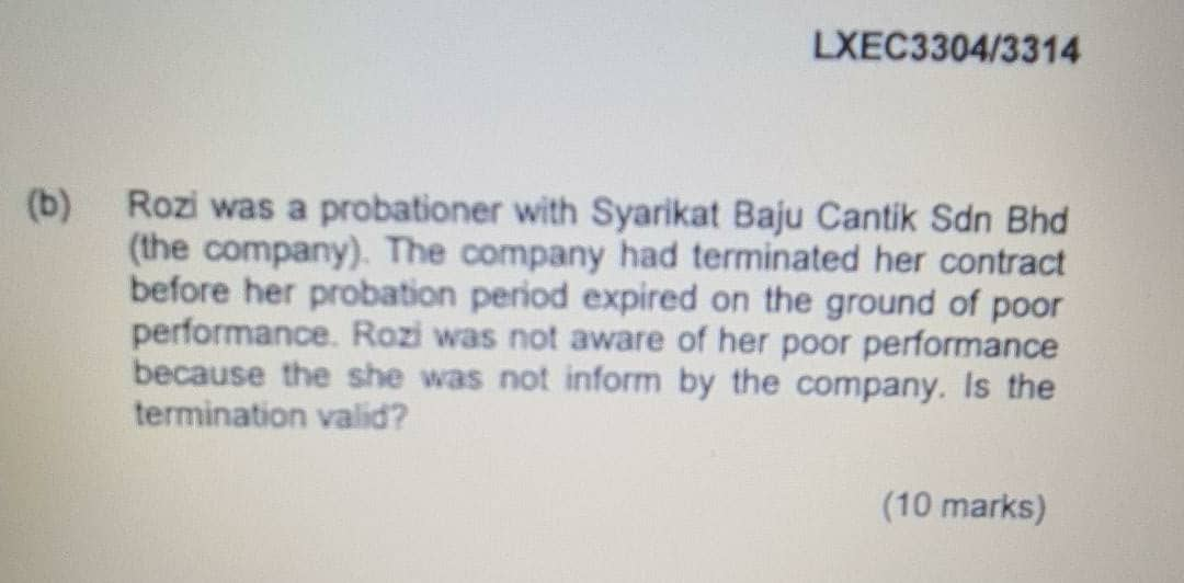 Solved LXEC3304/3314 (b) Rozi Was A Probationer With | Chegg.com