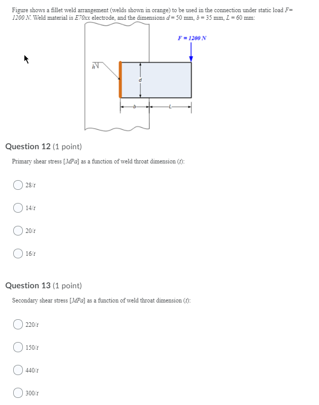 Solved Figure Shows A Fillet Weld Arrangement (welds Shown | Chegg.com