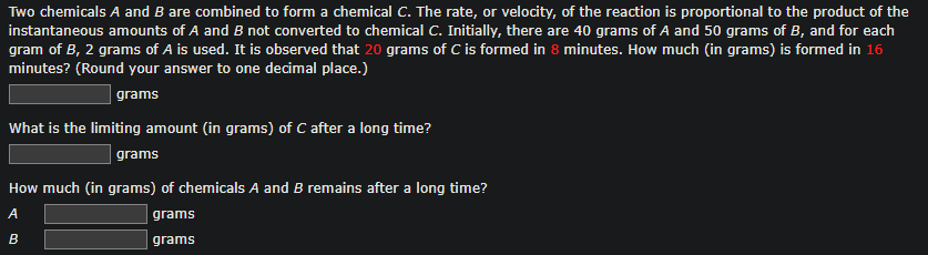 Solved Two chemicals A and B are combined to form a chemical | Chegg.com
