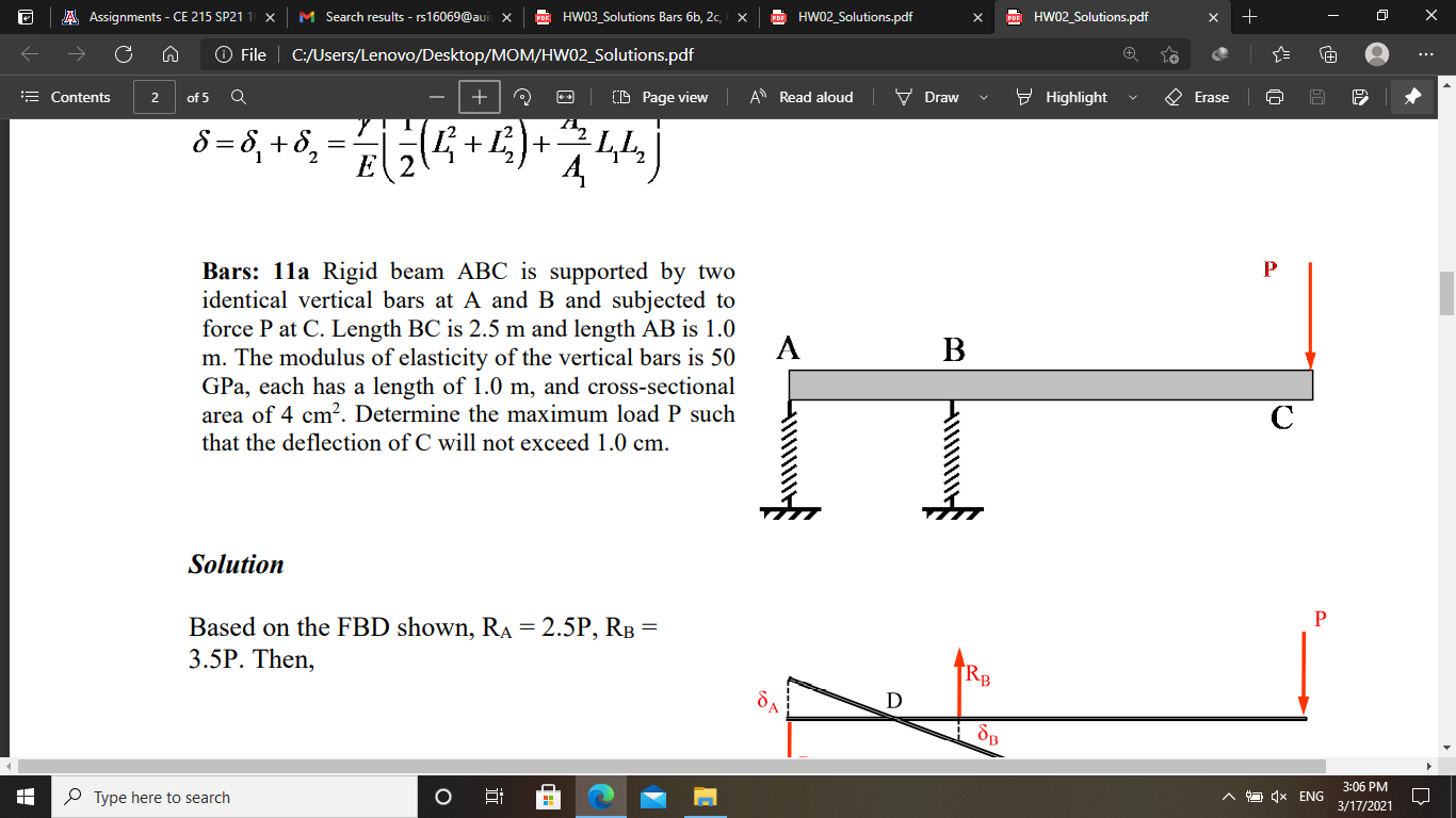 Solved A Assignments - CE 215 SP21 х M Search results - | Chegg.com