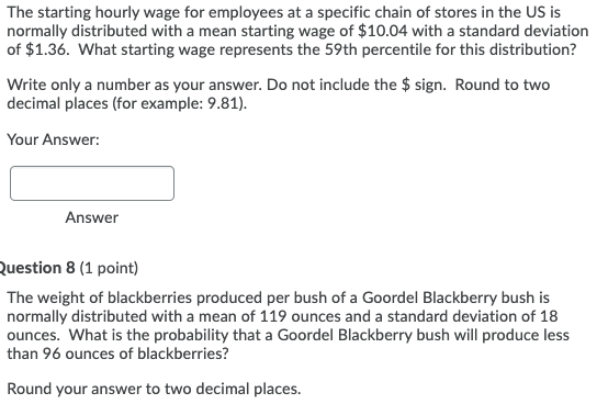 Solved The starting hourly wage for employees at a specific | Chegg.com