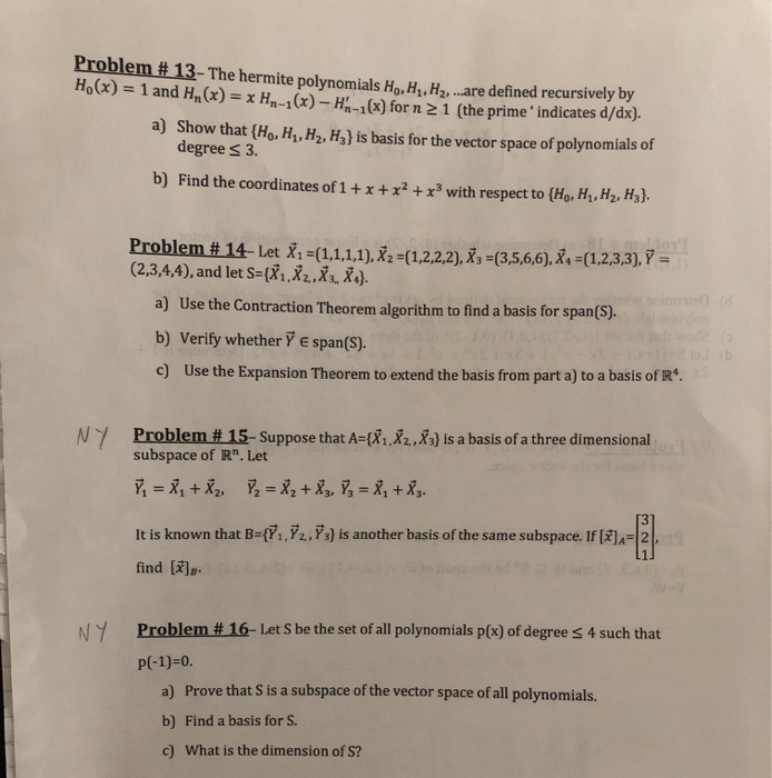 Solved Problem 13 The Hermite Polynomials Ho H H2 Chegg Com