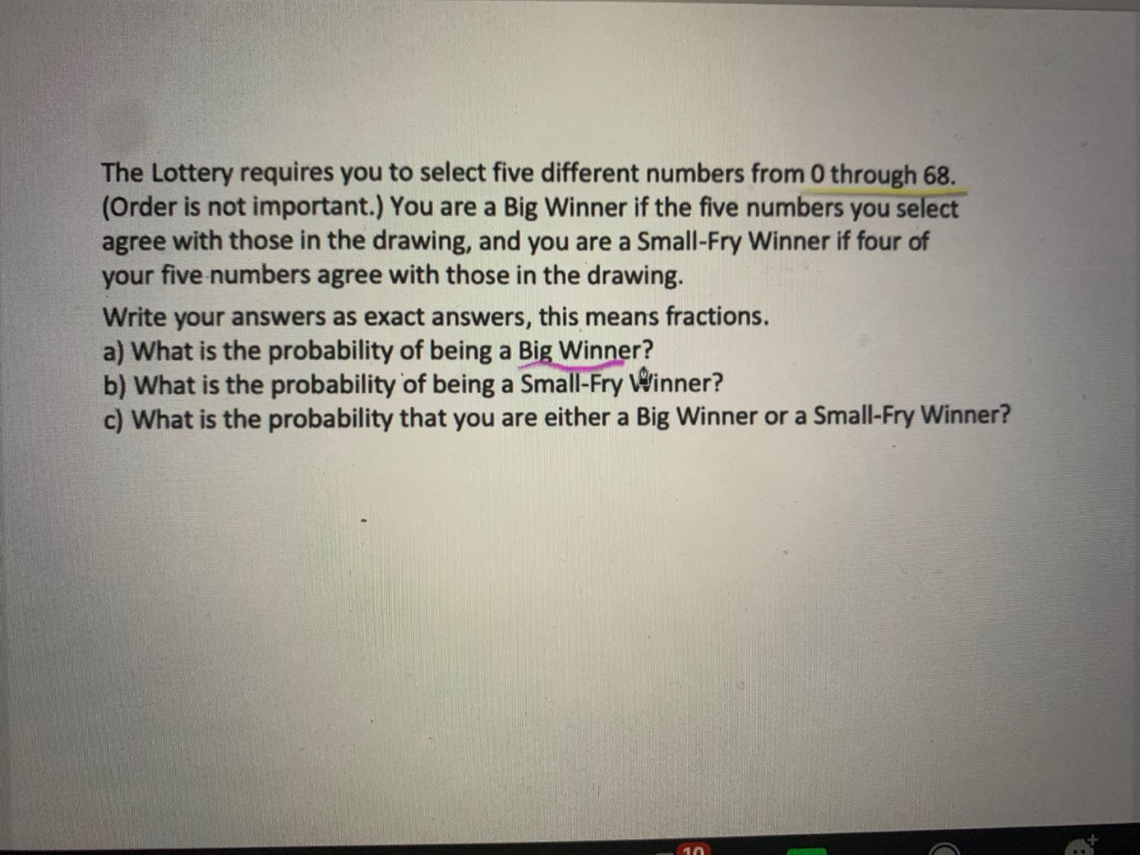 Solved The Lottery Requires You To Select Five Different | Chegg.com