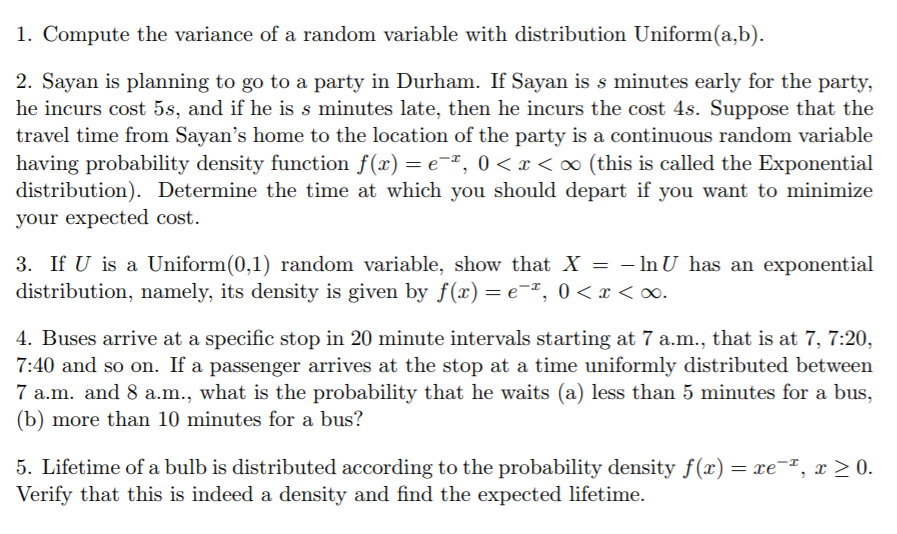 Solved 1. Compute the variance of a random variable with | Chegg.com