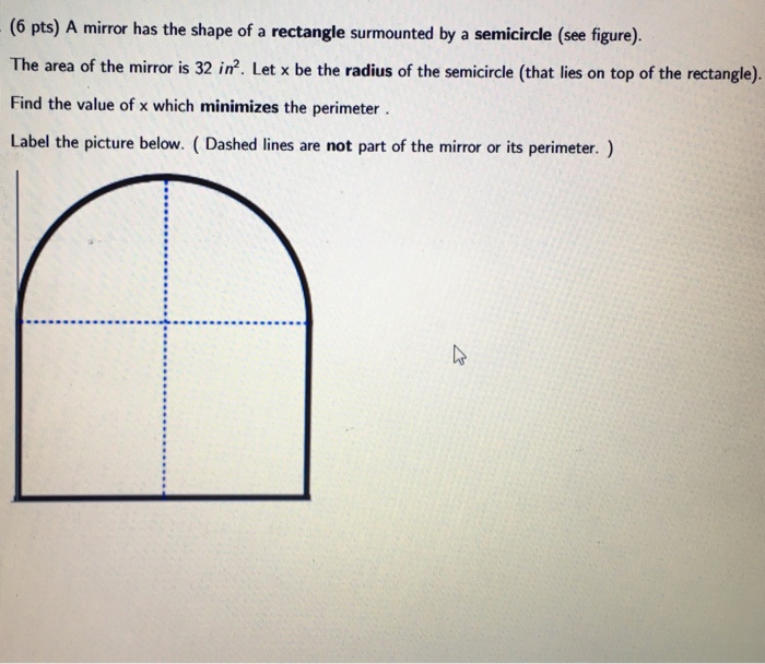 Solved A mirror has the shape of a rectangle surmounted by a | Chegg.com