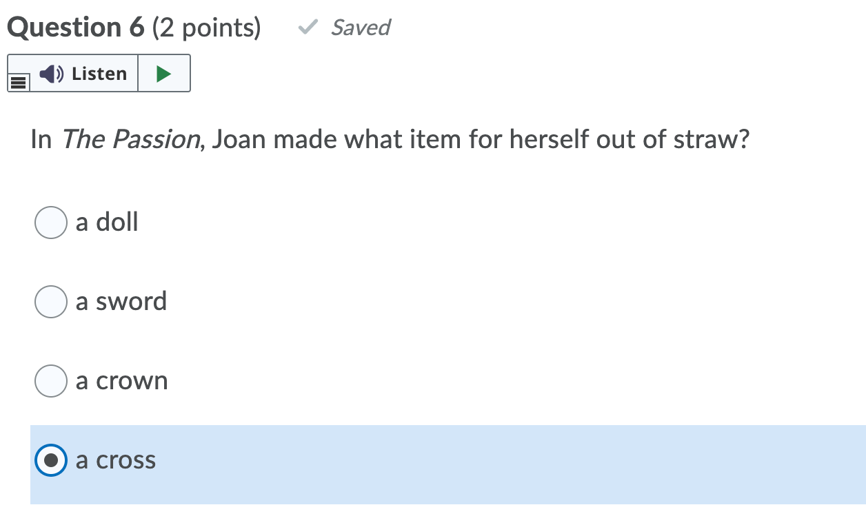 Solved Question 4 (2 points) Saved 1) Listen Which of the | Chegg.com