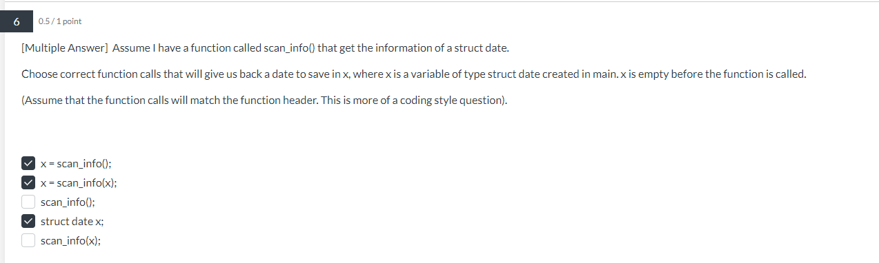 Solved [Multiple Answer] Assume I have a function called | Chegg.com