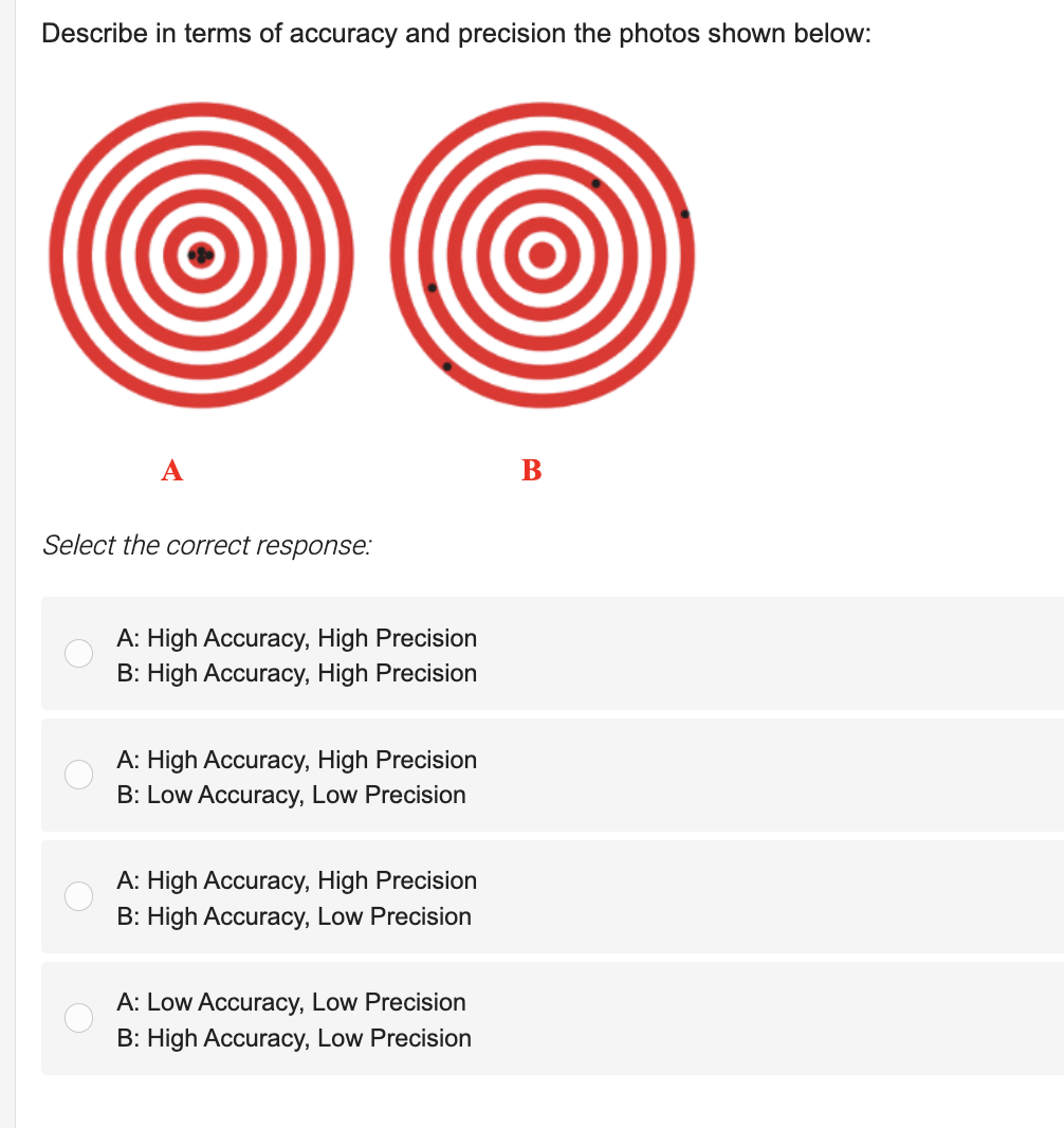 Solved Describe In Terms Of Accuracy And Precision The | Chegg.com