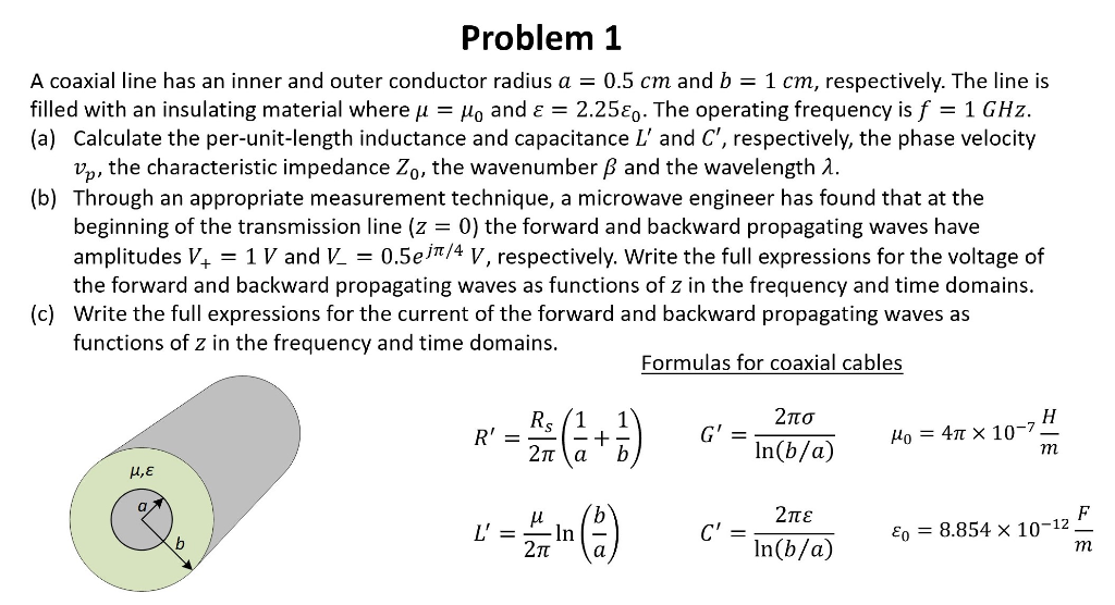 Solved Problem 1 A coaxial line has an inner and outer