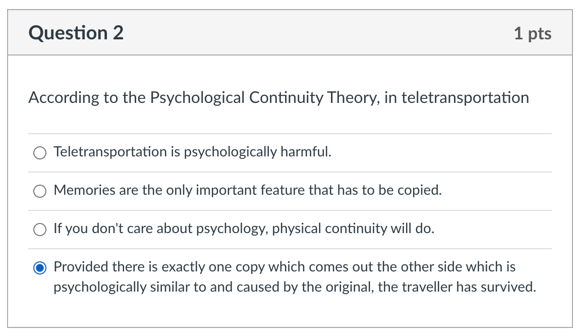 Solved Question 1 1 pts According to the Physical Continuity