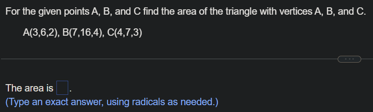 Solved For The Given Points A,B, And C Find The Area Of The | Chegg.com