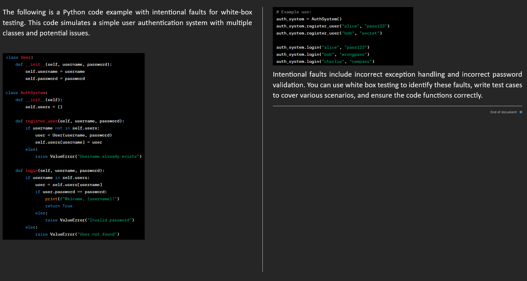 Solved The following is a Python code example with | Chegg.com