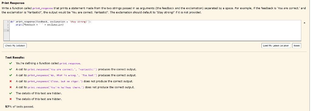 Solved Print Response Write a function called print_response | Chegg.com