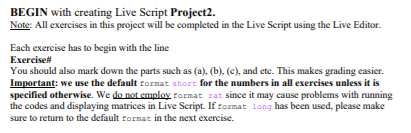 Solved This is a Matlab exercise using Linear Algebra. | Chegg.com