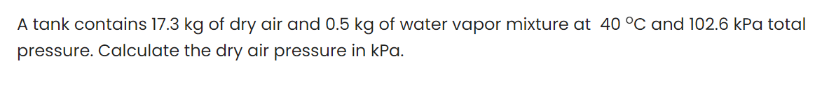 Solved A Tank Contains 17.3 Kg Of Dry Air And 0.5 Kg Of | Chegg.com