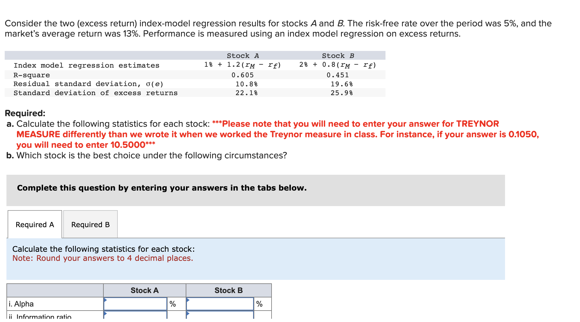 Consider the two (excess return) ﻿indexmodel