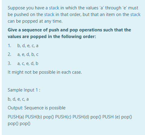 Solved Suppose you have a stack in which the values 'a' | Chegg.com