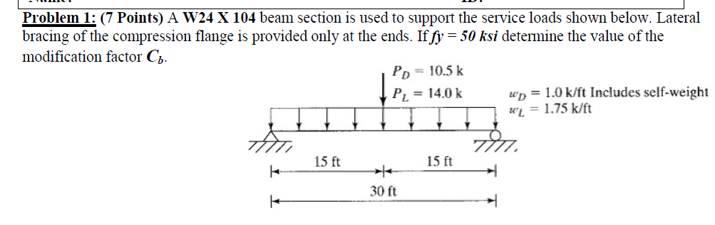 Solved Problem 1: (7 Points) A W24 X 104 beam section is | Chegg.com