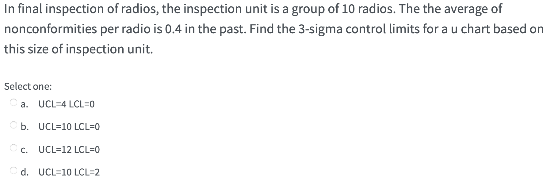 Solved In final inspection of radios, the inspection unit is | Chegg.com