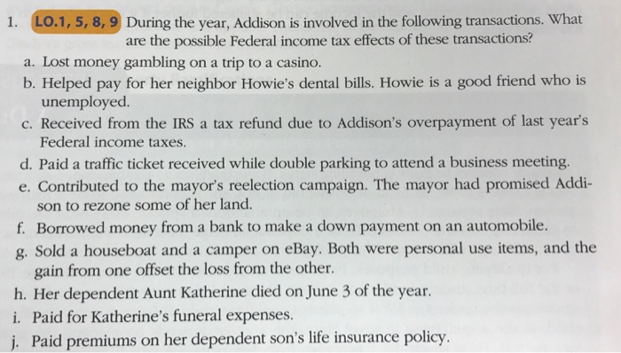 [Question & Answer] During the year, Addison is involved in the ...