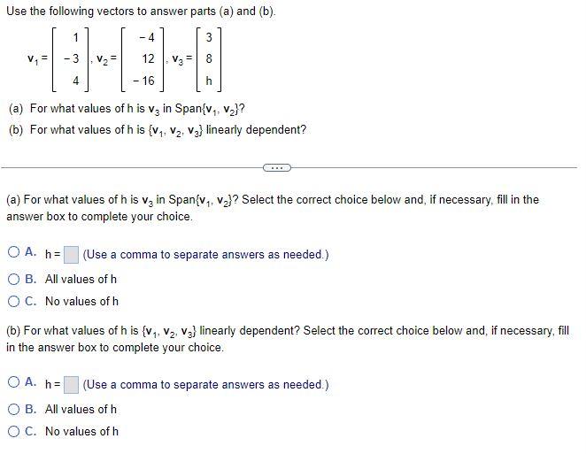Solved Use the following vectors to answer parts (a) and | Chegg.com