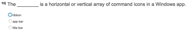Vertical Command Solved 15) The is a horizontal or vertical array of command | Chegg.com