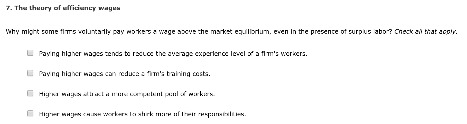 solved question 9efficiency wagesa. decrease... Solved 7. The theory of efficiency wages Why might some | Chegg.com