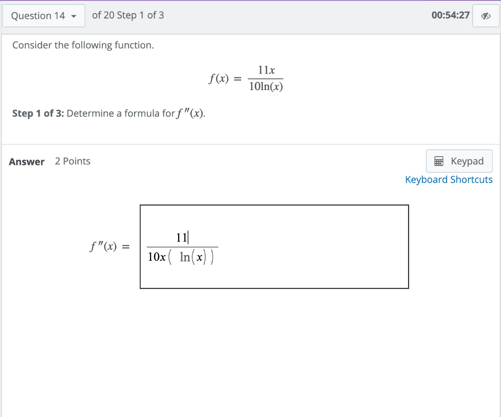 Solved Question 14, of 20 Step 1 of 3 00:54:27 Consider the | Chegg.com