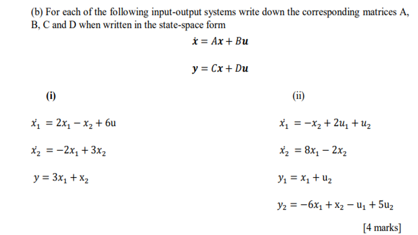 Solved (b) For each of the following input-output systems | Chegg.com