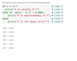 Solved \{5.7] Vhtich tine|st contain an enar in the code | Chegg.com