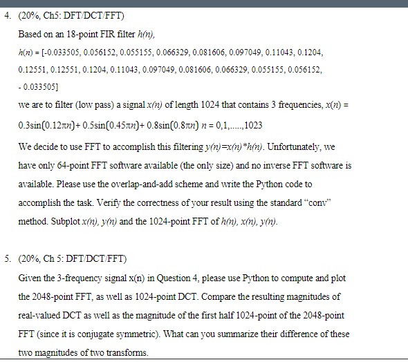 Solved Based on an 18-point FIR filter h(n), | Chegg.com