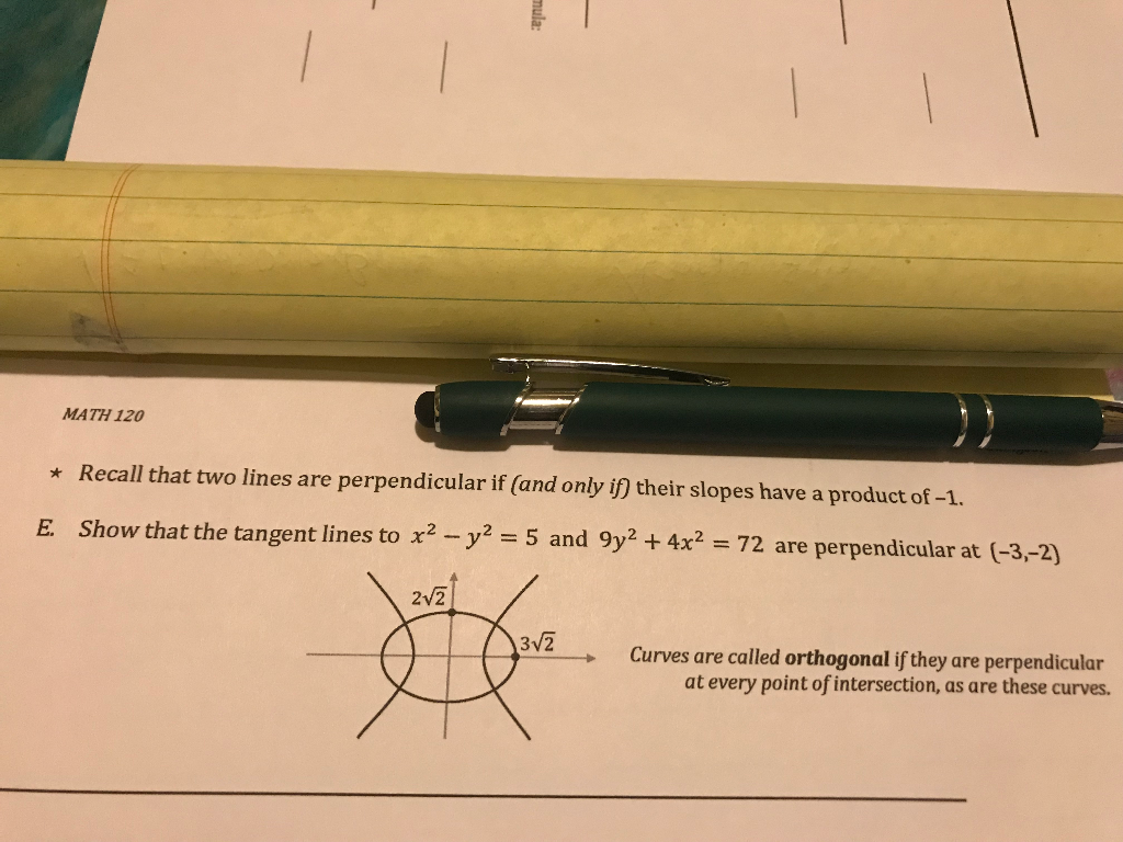 Solved MATH 120 Recall that two lines are perpendicular if | Chegg.com