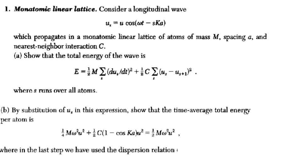 Solved E=12M∑s?(dusdt)2+12C∑s?(us-us+1)2.where s ﻿runs over | Chegg.com