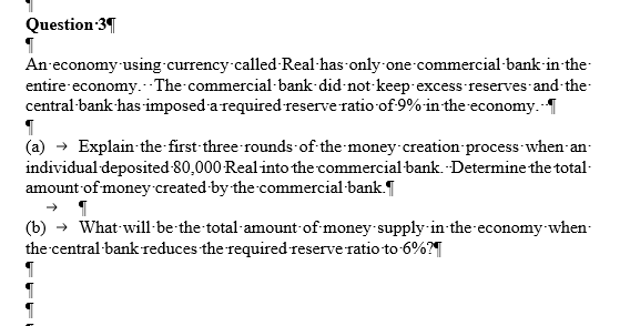 Question 37 An Economy Using Currency Called Real Has Chegg Com