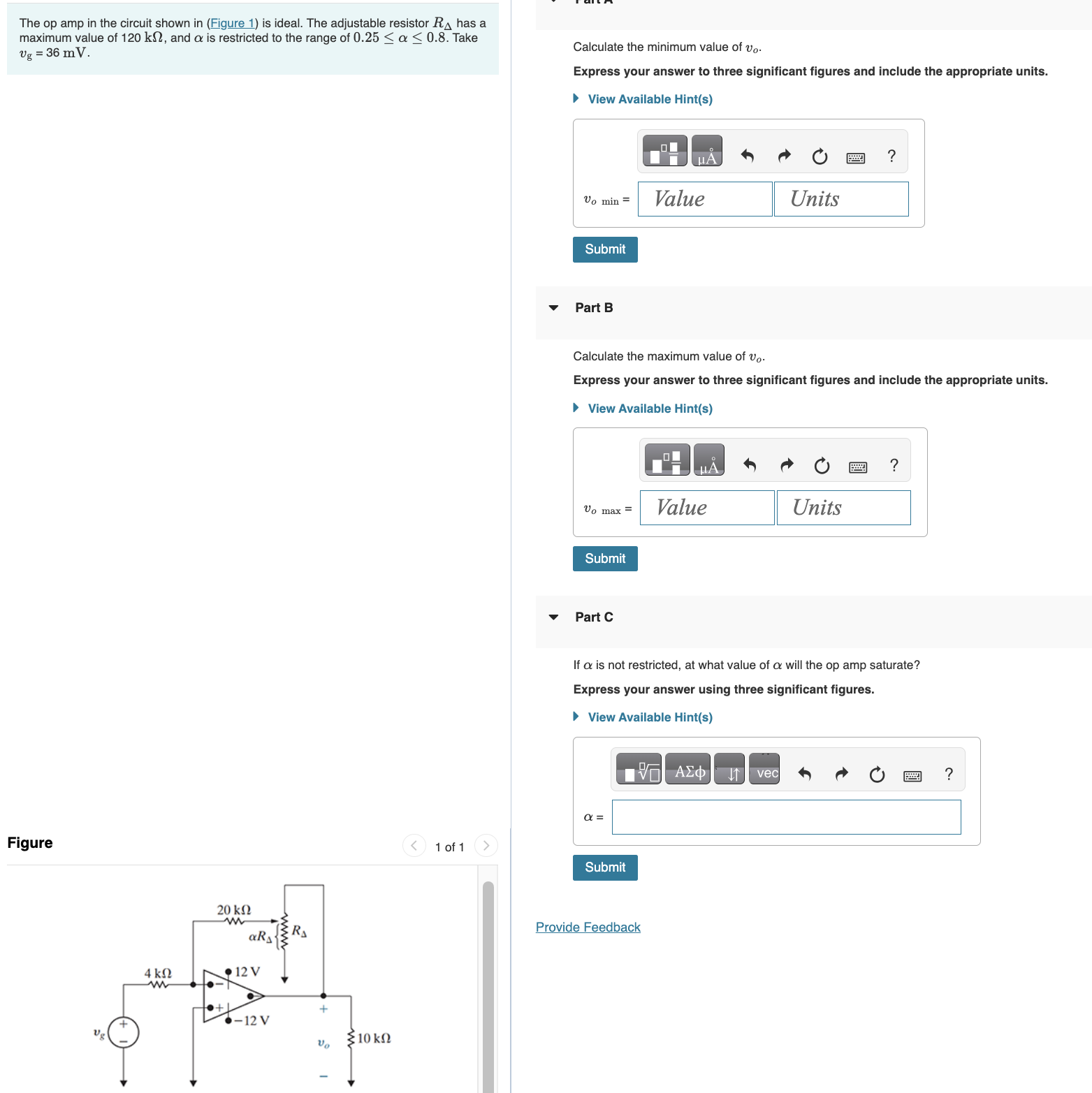 Solved The op amp in the circuit shown in (Figure 1) is | Chegg.com