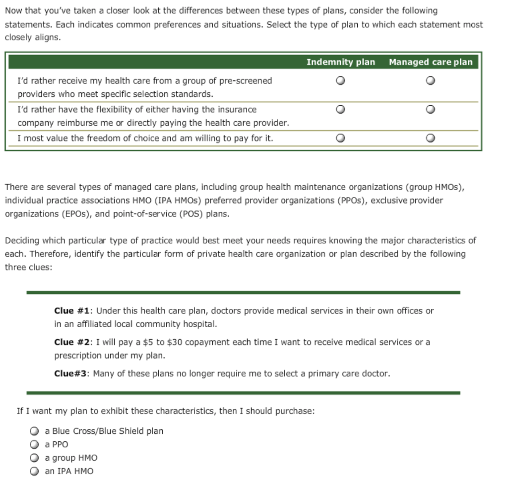 3. Private Health Insurance - Comparison Of Plans | Chegg.com