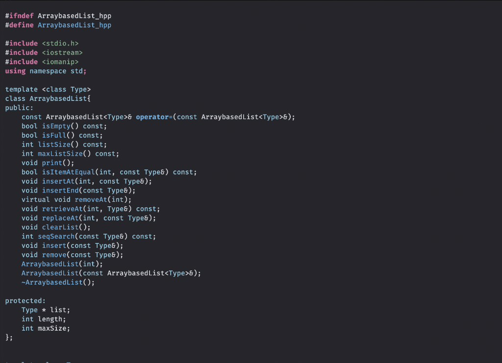 Solved In C++,Extended ArrayList Class Overview An abstract | Chegg.com