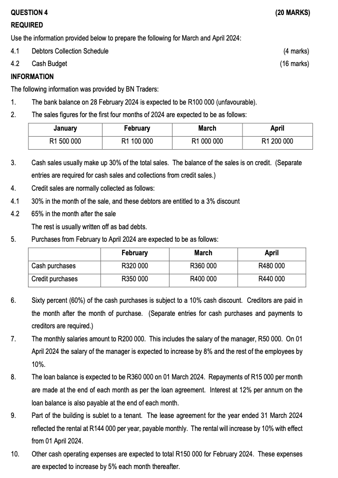 Solved QUESTION 4 20 MARKS REQUIRED Use The Information Chegg Com   PhpskEx6Z