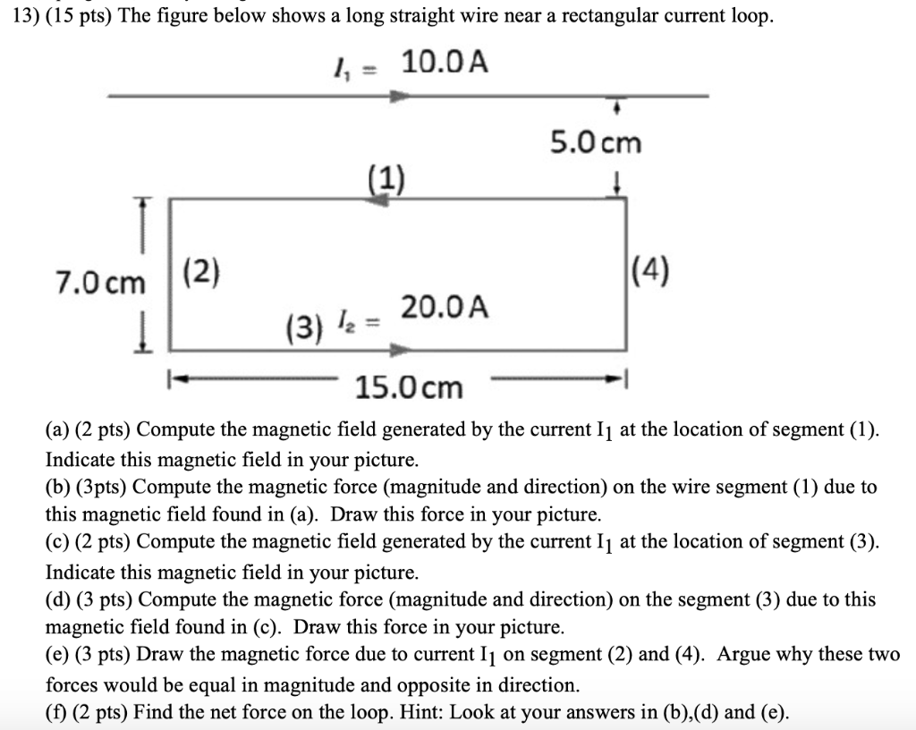 Solved 13) (15 pts) The figure below shows a long straight | Chegg.com