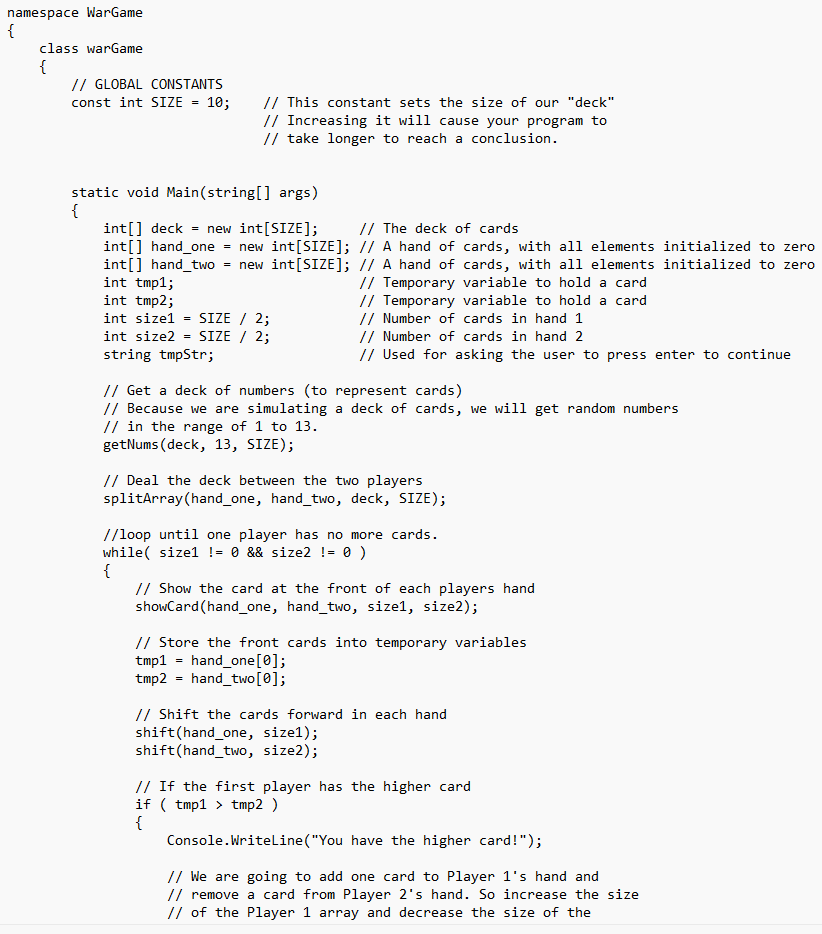Solved For your program you will complete code that plays | Chegg.com