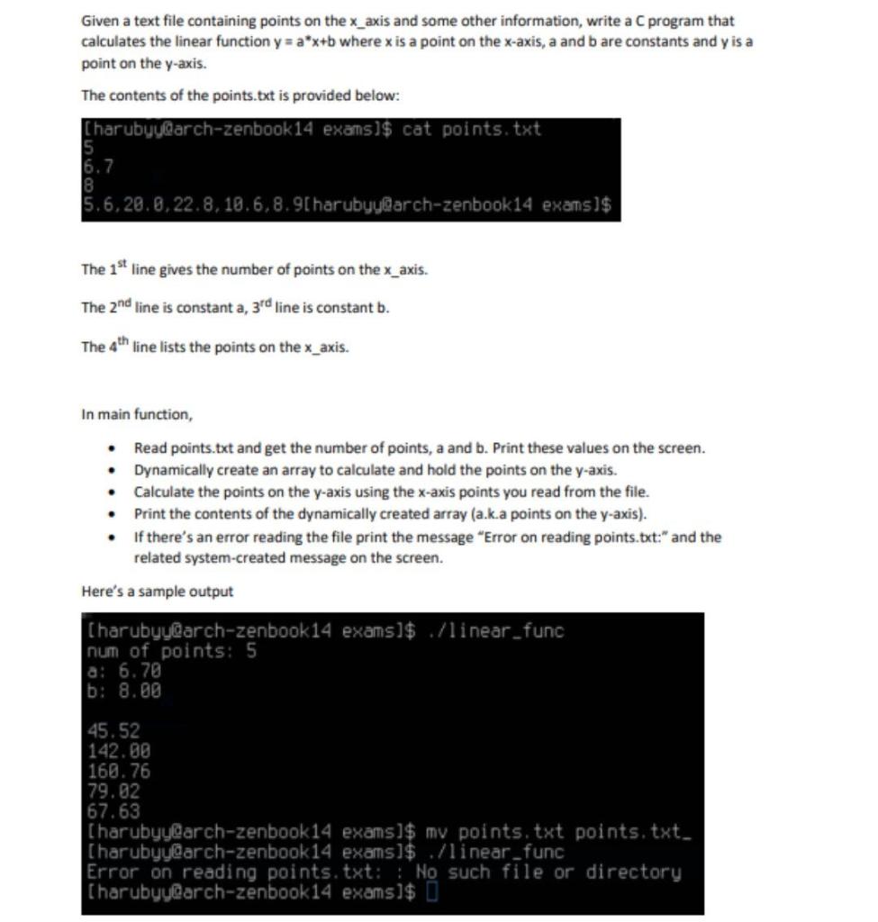 Solved Given a text file containing points on the x_axis and | Chegg.com