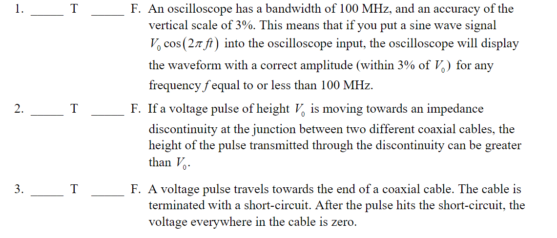 Solved 1. I F. An oscilloscope has a bandwidth of 100 MHz, | Chegg.com