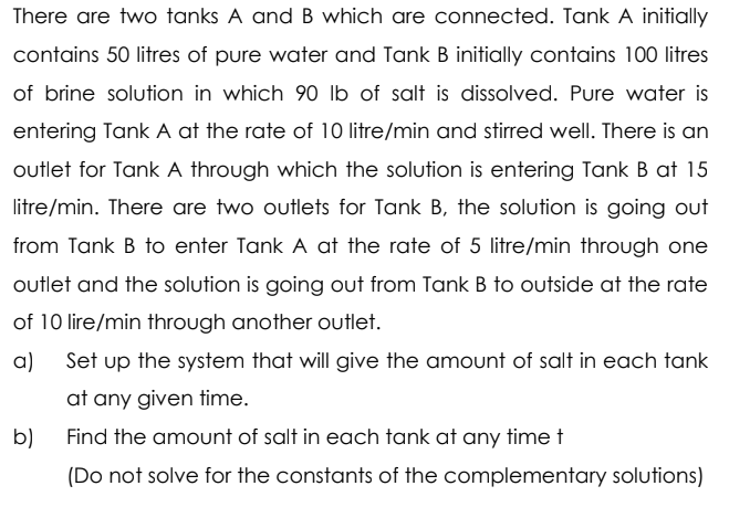 Solved There Are Two Tanks A And B Which Are Connected. Tank | Chegg.com