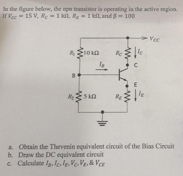 Solved In the figure below, the npn transistor is operating | Chegg.com