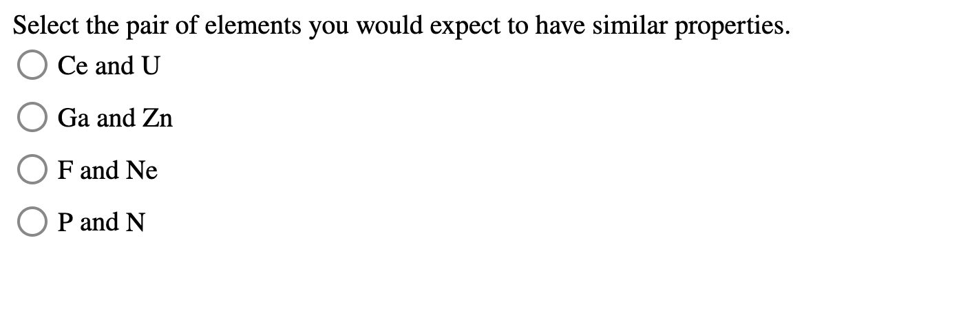 Solved Select the pair of elements you would expect to have | Chegg.com