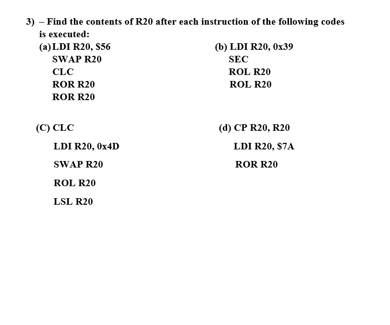 Solved HOMEWORK (4) 1) – Find the contents of register R20 | Chegg.com