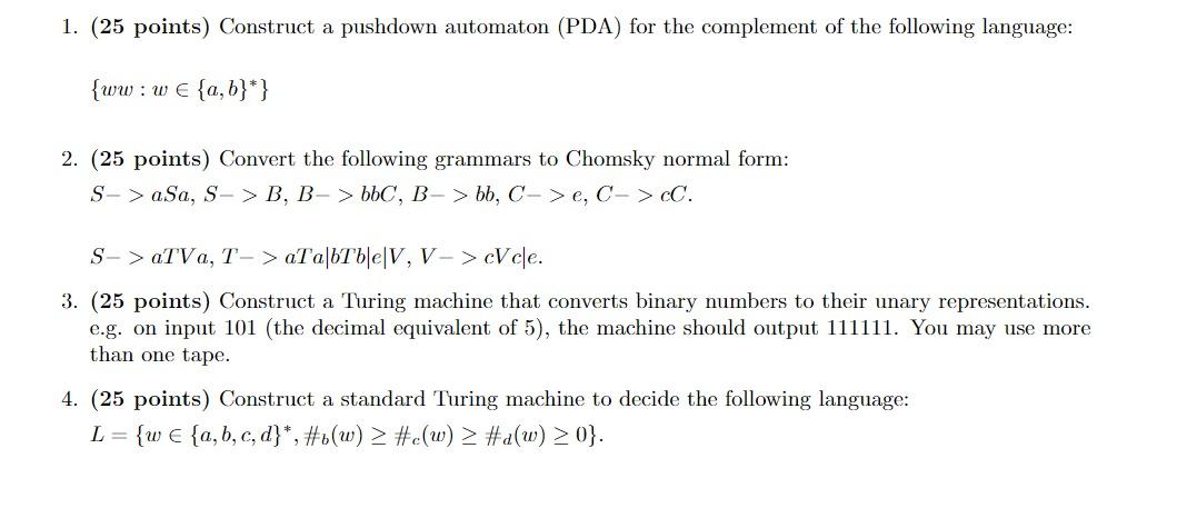 Solved Points Construct A Pushdown Automaton Pda Chegg Com